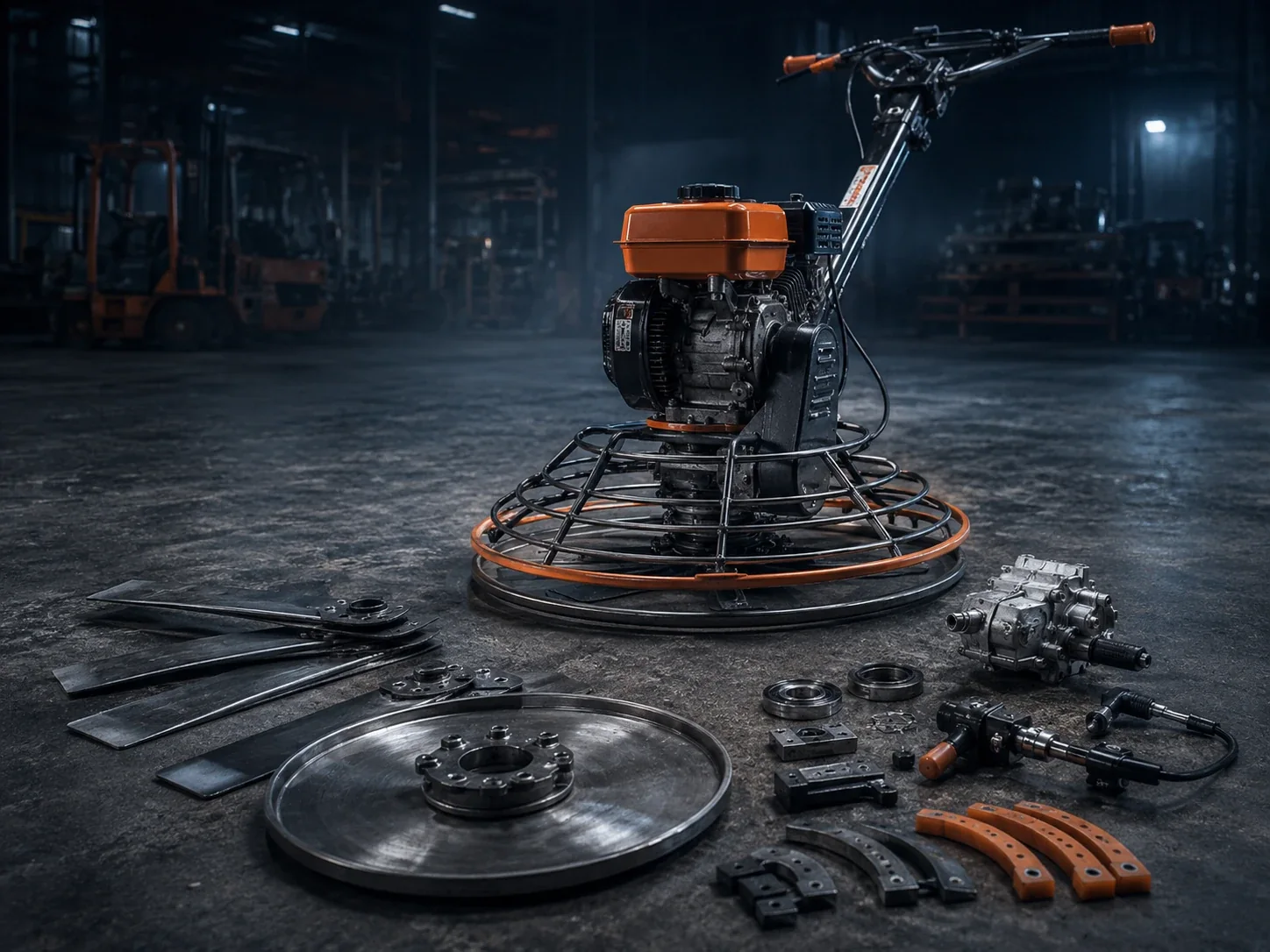 Power trowel parts for maintenance and bulk replacement